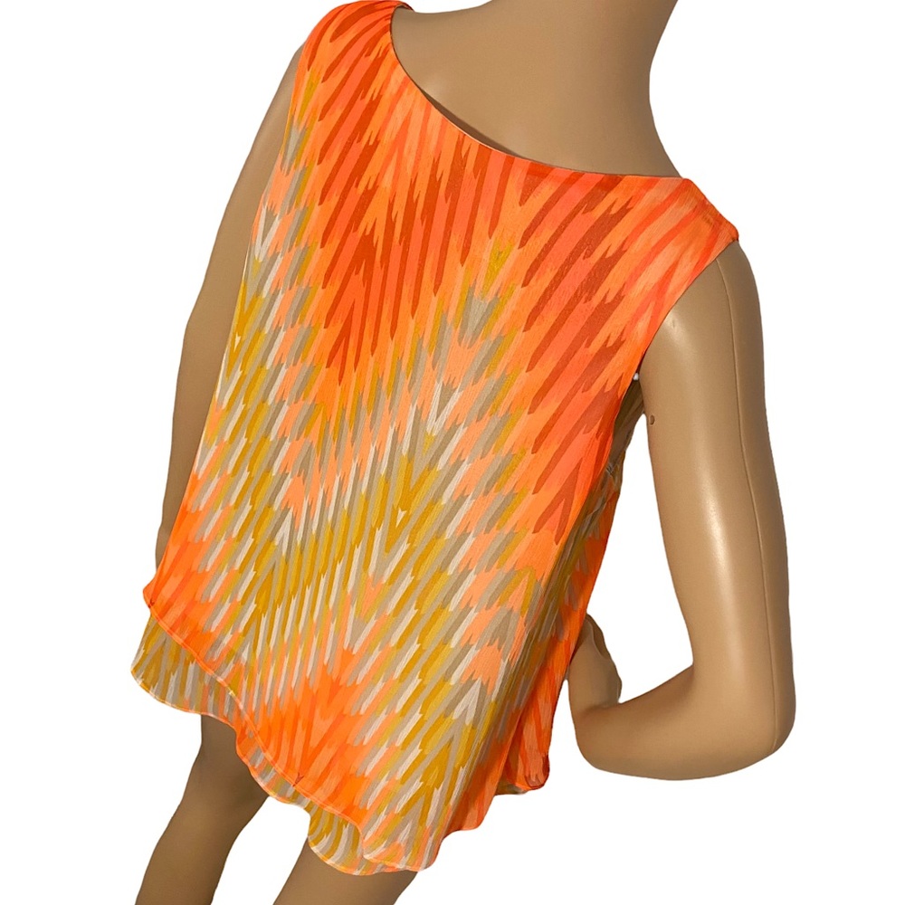 WORTHINGTON  | BRIGHT CHEVRON RUFFLE TANK TOP  SZ L - Picture 5 of 15